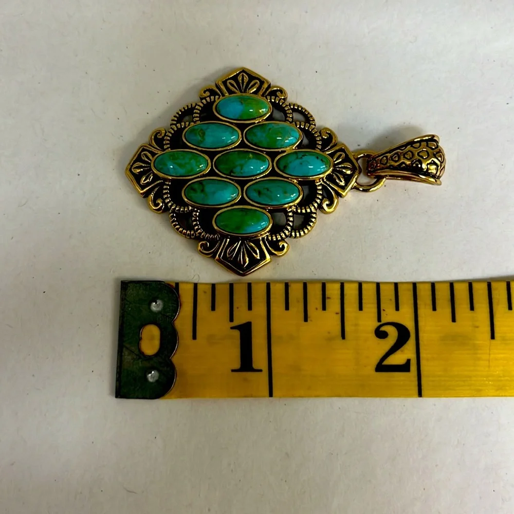 BARSE turquoise and gold pendant - Picture 5 of 6